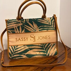 Sassy Jones Tropical Green and Tan Tote